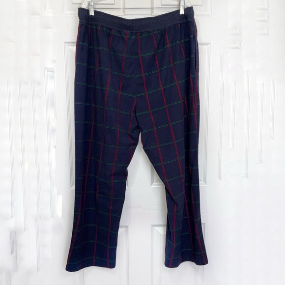 Nautica Flannel Pajama Pants Mens XL Navy Blue Red Green Plaid Pockets Lounge - Picture 3 of 10